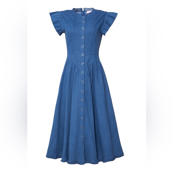 Ivy City Co Dresses & Skirts - Ivy City Co Nelly Denim Blue Midi Dress